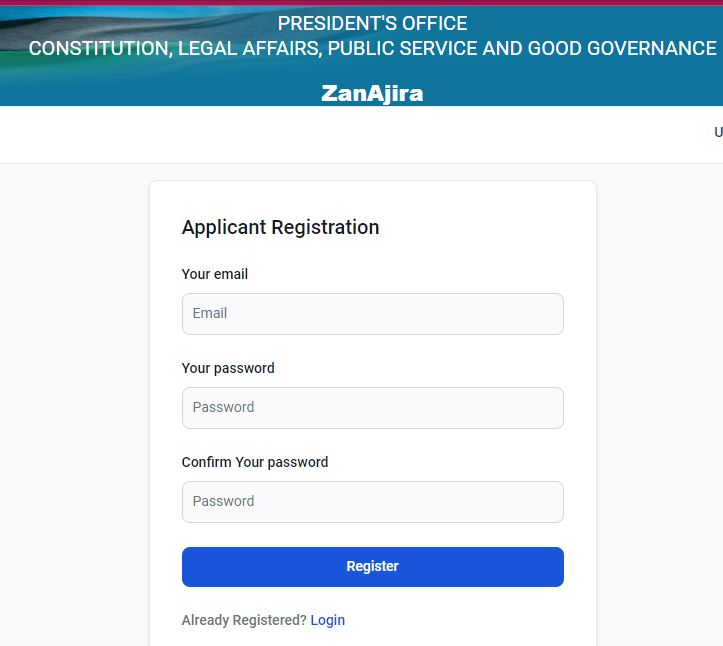 ZanAjira Portal Login Page